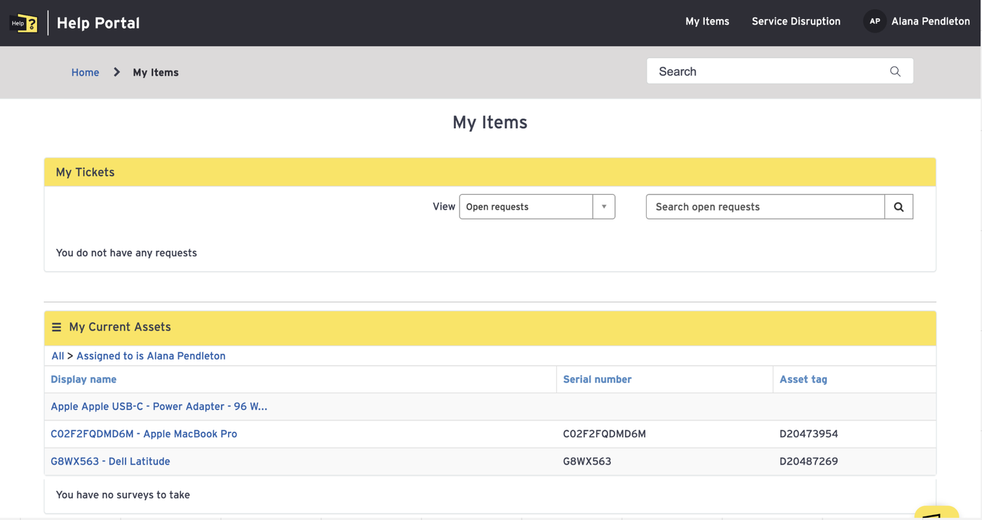 EY Help Portal — current state device management experience