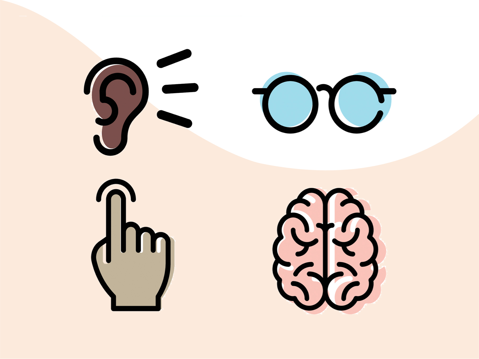 Graphic Icons Depicting Visual, Cognitive, Motor Skill and Audiory Aspects of Accessible Design